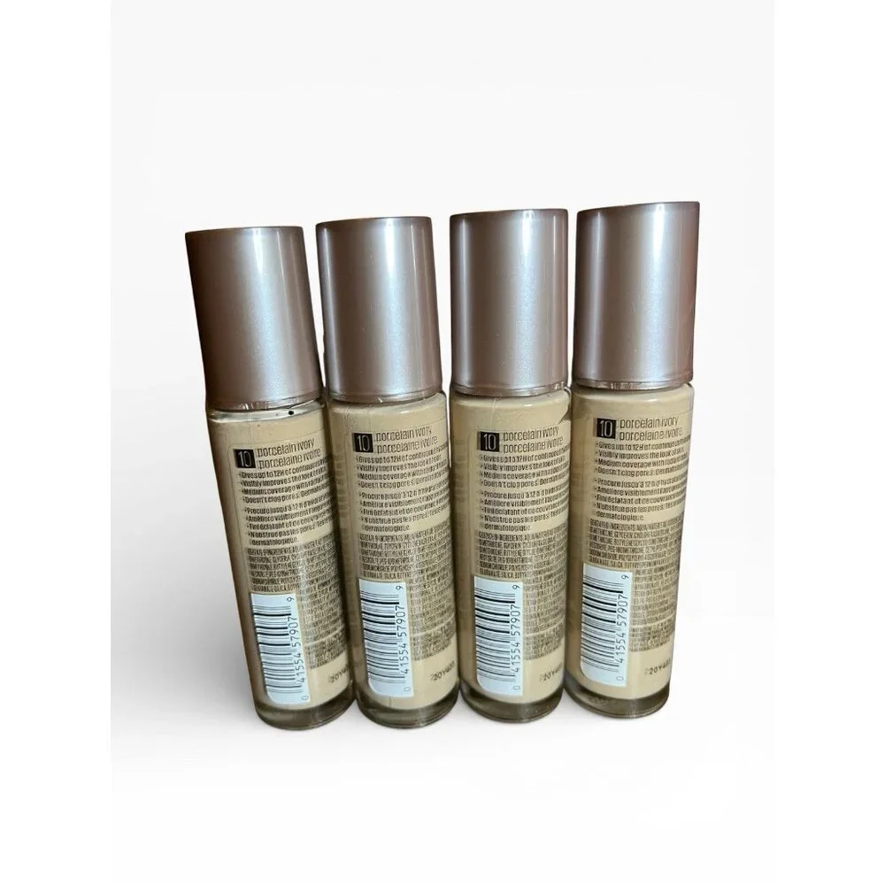 4X Maybelline Dream Radiant Liquid Foundation #10 Porcelain Ivory, New